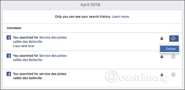 Xóa lịch sử tìm kiếm trên facebook