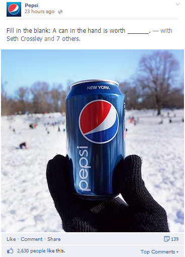 Pepsi đã tận dụng những post trống để cho fans tham gia