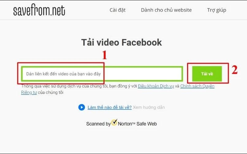 dán đường link video trên thanh công cụ của savefrom