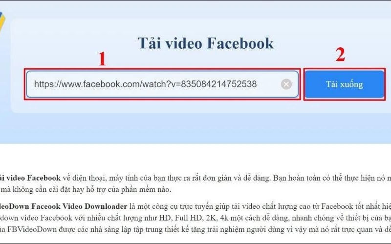 dán đường link để tải video trên facebook về máy 