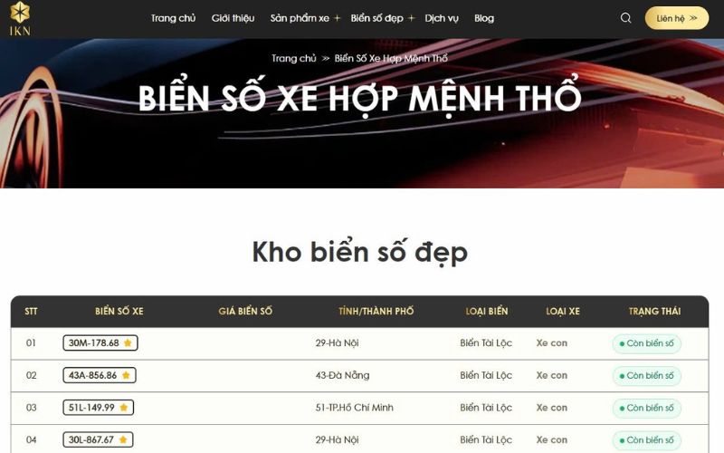 Địa chỉ mua biển số xe hợp mệnh thổ