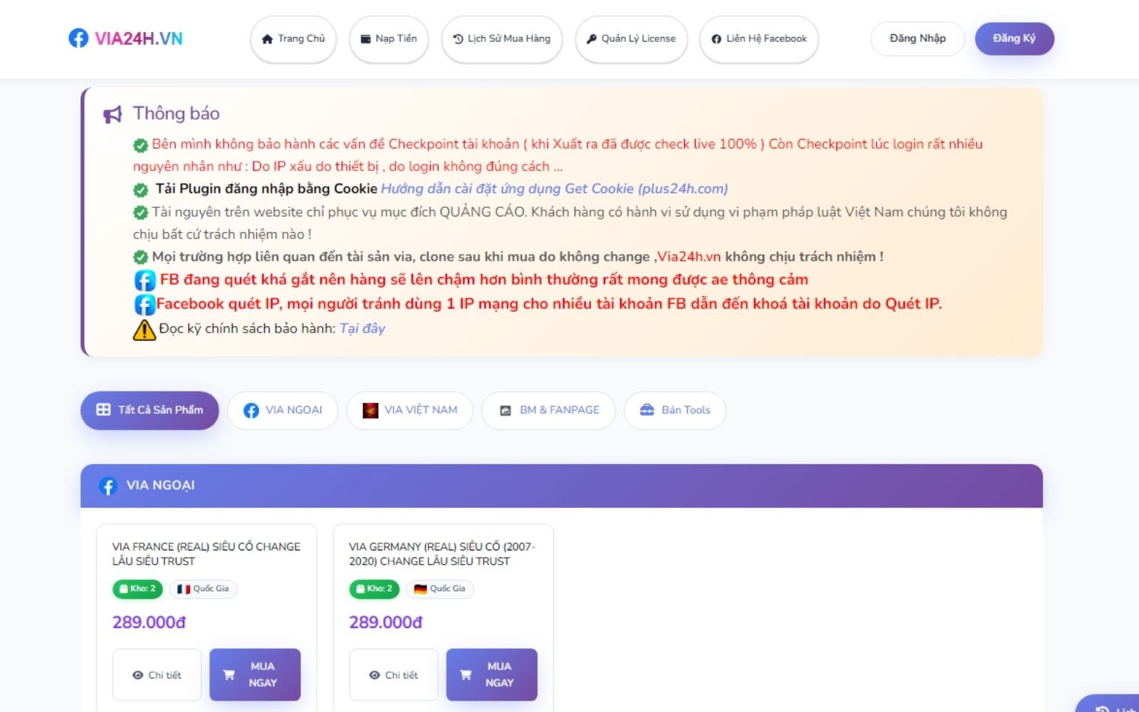 Web mua via via24h Web mua via via24h