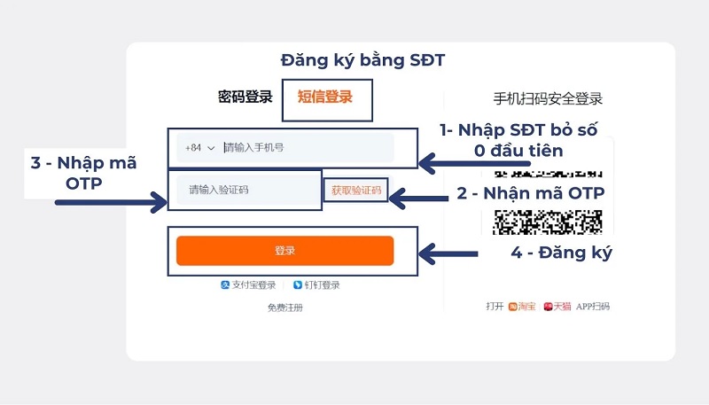 Đăng ký tài khoản bằng số điện thoại